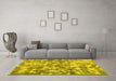 Machine Washable Abstract Yellow Modern Rug in a Living Room, wshabs1293yw