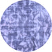 Round Machine Washable Abstract Blue Modern Rug, wshabs1293blu