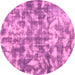 Round Machine Washable Abstract Purple Modern Area Rugs, wshabs1293pur