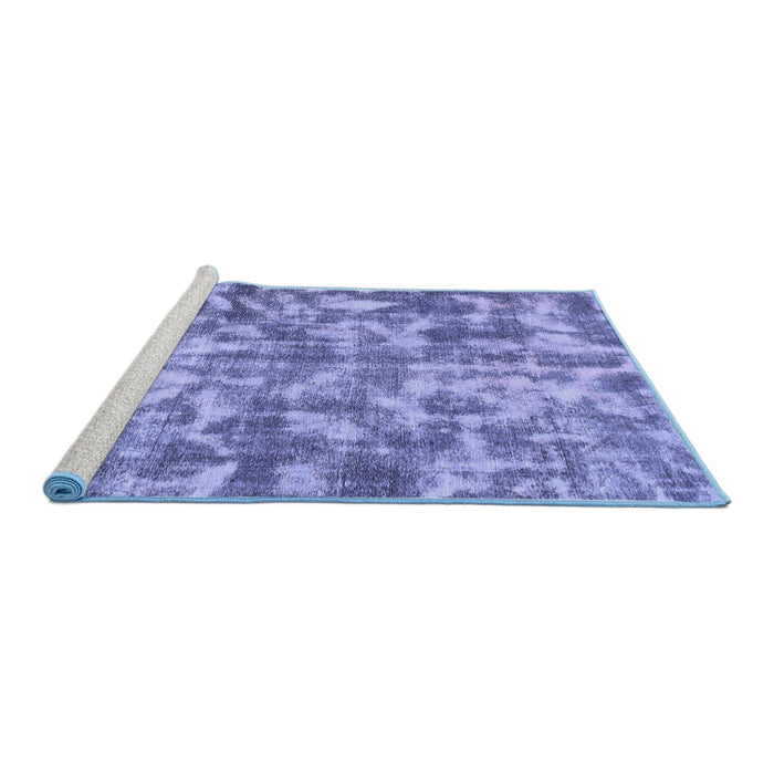 Sideview of Machine Washable Abstract Blue Modern Rug, wshabs1293blu