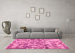 Machine Washable Abstract Pink Modern Rug in a Living Room, wshabs1293pnk