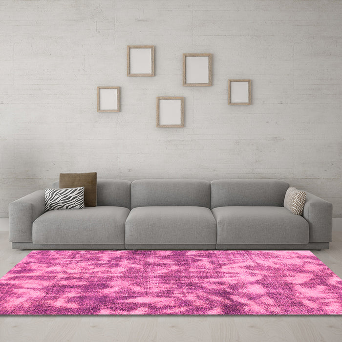 Machine Washable Abstract Pink Modern Rug in a Living Room, wshabs1293pnk