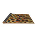 Sideview of Abstract Dark Sienna Brown Checkered Rug, abs1294