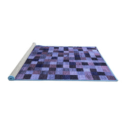 Sideview of Machine Washable Checkered Blue Modern Rug, wshabs1294blu