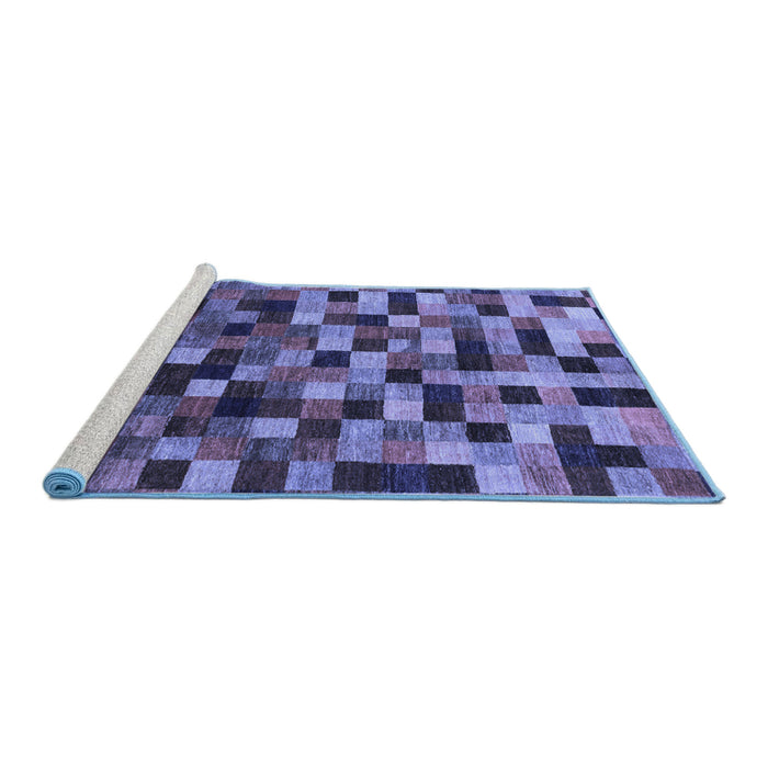 Sideview of Machine Washable Checkered Blue Modern Rug, wshabs1294blu