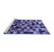 Sideview of Machine Washable Checkered Blue Modern Rug, wshabs1294blu