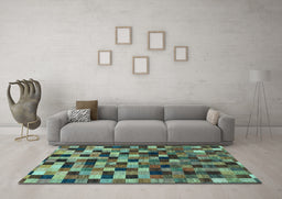 Machine Washable Checkered Light Blue Modern Rug in a Living Room, wshabs1294lblu