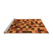 Sideview of Machine Washable Checkered Orange Modern Area Rugs, wshabs1294org