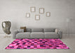Machine Washable Checkered Pink Modern Rug in a Living Room, wshabs1294pnk