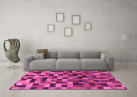 Machine Washable Checkered Pink Modern Rug, wshabs1294pnk