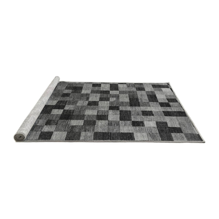 Sideview of Machine Washable Checkered Gray Modern Rug, wshabs1294gry