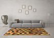 Machine Washable Checkered Brown Modern Rug in a Living Room,, wshabs1294brn