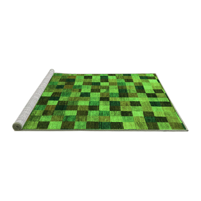 Sideview of Machine Washable Checkered Green Modern Area Rugs, wshabs1294grn