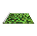 Sideview of Machine Washable Checkered Green Modern Area Rugs, wshabs1294grn