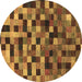 Round Checkered Brown Modern Rug, abs1294brn