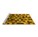 Sideview of Machine Washable Checkered Yellow Modern Rug, wshabs1294yw