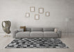 Machine Washable Checkered Gray Modern Rug in a Living Room,, wshabs1294gry