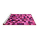 Sideview of Machine Washable Checkered Pink Modern Rug, wshabs1294pnk