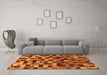 Machine Washable Checkered Orange Modern Area Rugs in a Living Room, wshabs1294org
