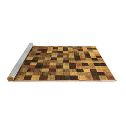 Sideview of Machine Washable Checkered Brown Modern Rug, wshabs1294brn