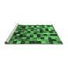 Sideview of Machine Washable Checkered Emerald Green Modern Area Rugs, wshabs1294emgrn