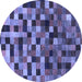 Round Checkered Blue Modern Rug, abs1294blu