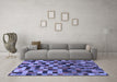 Machine Washable Checkered Blue Modern Rug in a Living Room, wshabs1294blu