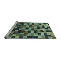 Sideview of Machine Washable Checkered Light Blue Modern Rug, wshabs1294lblu
