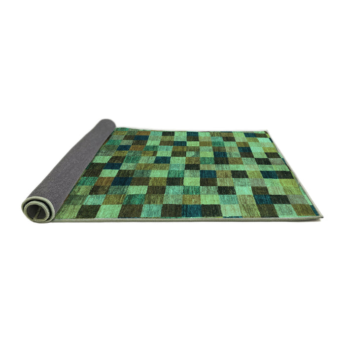 Sideview of Checkered Turquoise Modern Rug, abs1294turq