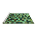 Sideview of Machine Washable Checkered Turquoise Modern Area Rugs, wshabs1294turq
