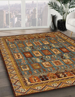 Machine Washable Abstract Dark Sienna Brown Rug in a Family Room, wshabs1295