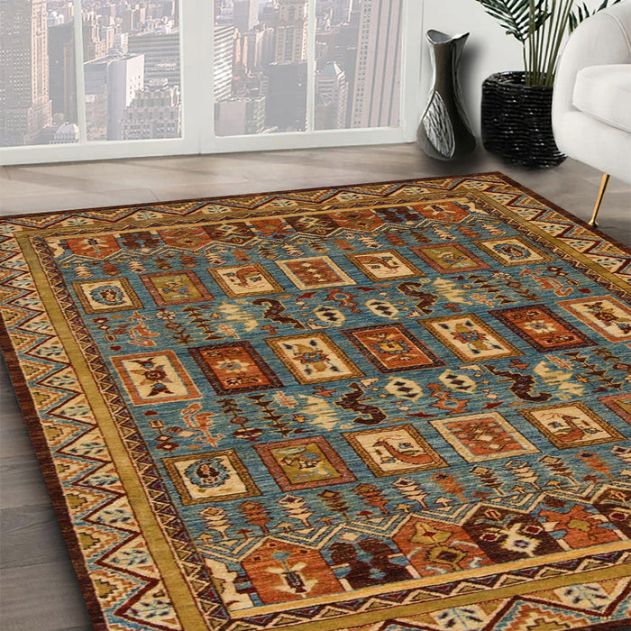 Machine Washable Abstract Dark Sienna Brown Rug in a Family Room, wshabs1295
