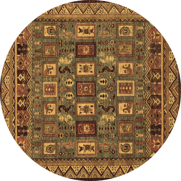 Round Abstract Brown Modern Rug, abs1295brn