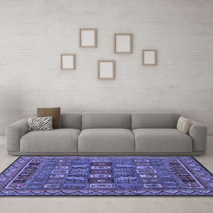 Machine Washable Abstract Blue Modern Rug in a Living Room, wshabs1295blu