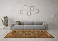 Machine Washable Abstract Brown Modern Rug, wshabs1295brn