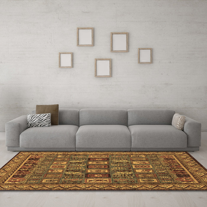 Machine Washable Abstract Brown Modern Rug in a Living Room,, wshabs1295brn