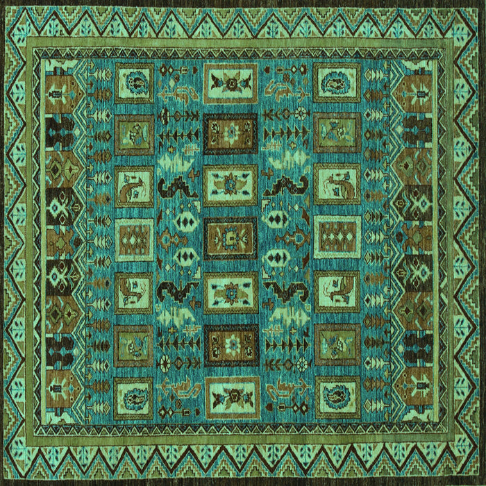 Square Abstract Turquoise Modern Rug, abs1295turq