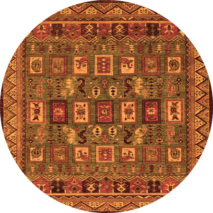 Round Abstract Orange Modern Rug, abs1295org