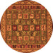 Round Abstract Orange Modern Rug, abs1295org