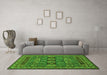 Machine Washable Abstract Green Modern Area Rugs in a Living Room,, wshabs1295grn