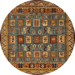 Round Abstract Dark Sienna Brown Modern Rug, abs1295