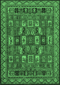 Abstract Emerald Green Modern Rug, abs1295emgrn