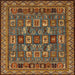 Square Abstract Dark Sienna Brown Modern Rug, abs1295