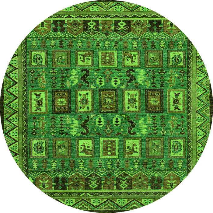 Round Abstract Green Modern Rug, abs1295grn