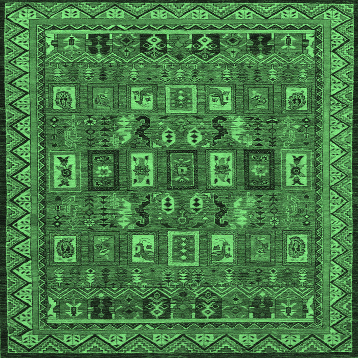 Square Abstract Emerald Green Modern Rug, abs1295emgrn