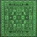 Square Abstract Emerald Green Modern Rug, abs1295emgrn