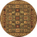 Round Machine Washable Abstract Brown Modern Rug, wshabs1295brn