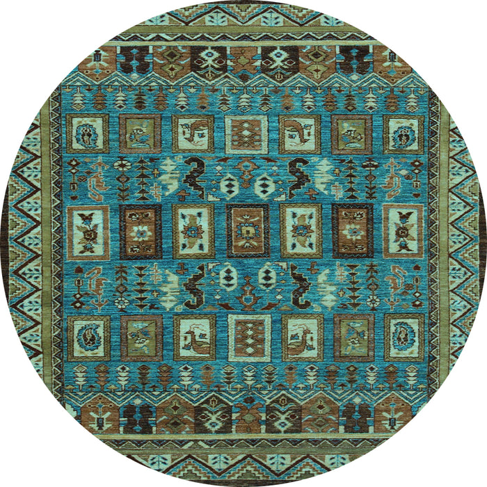 Round Machine Washable Abstract Light Blue Modern Rug, wshabs1295lblu