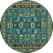 Round Machine Washable Abstract Light Blue Modern Rug, wshabs1295lblu