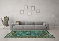 Machine Washable Abstract Light Blue Modern Rug, wshabs1295lblu